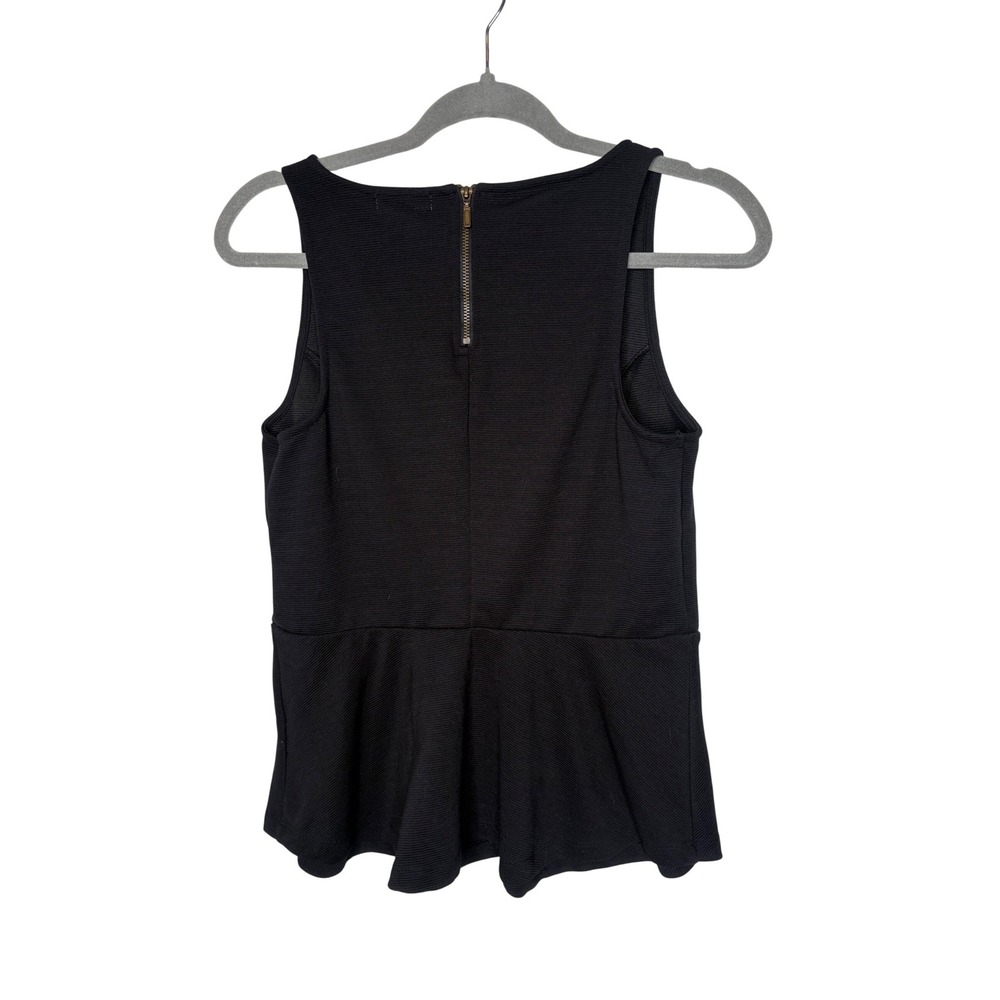 Old Navy Black Textured Peplum Top Sleeveless Career Blouse Medium NWT - Picture 3 of 7
